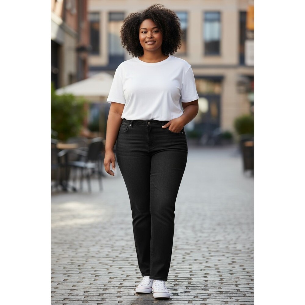 Terra & Sky Women’s 20W Black Straight Leg Stretch Jeans 42x29 Lot of 2